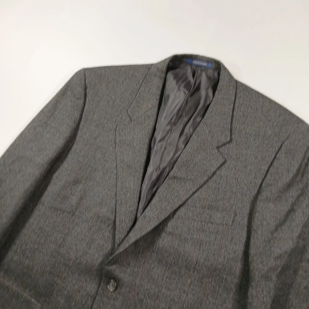 Club Room Cashmere Blend Sport Coat Mens 46S 46R‎ Grey Herringbone Windowpane